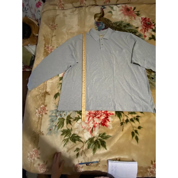 Men’s light gray Scandia Woods 2 button pocket Long-Sleeve Piqué Polo 4 XL - Picture 3 of 12